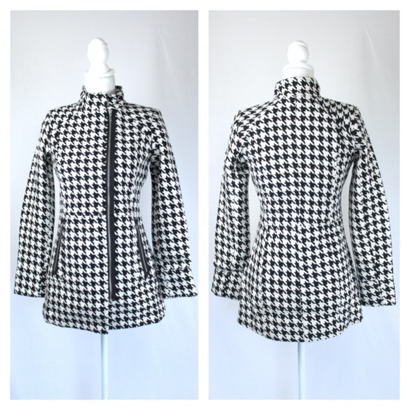 Houndstooth Zip Coat NWOT Black & White - Picture 4 of 9